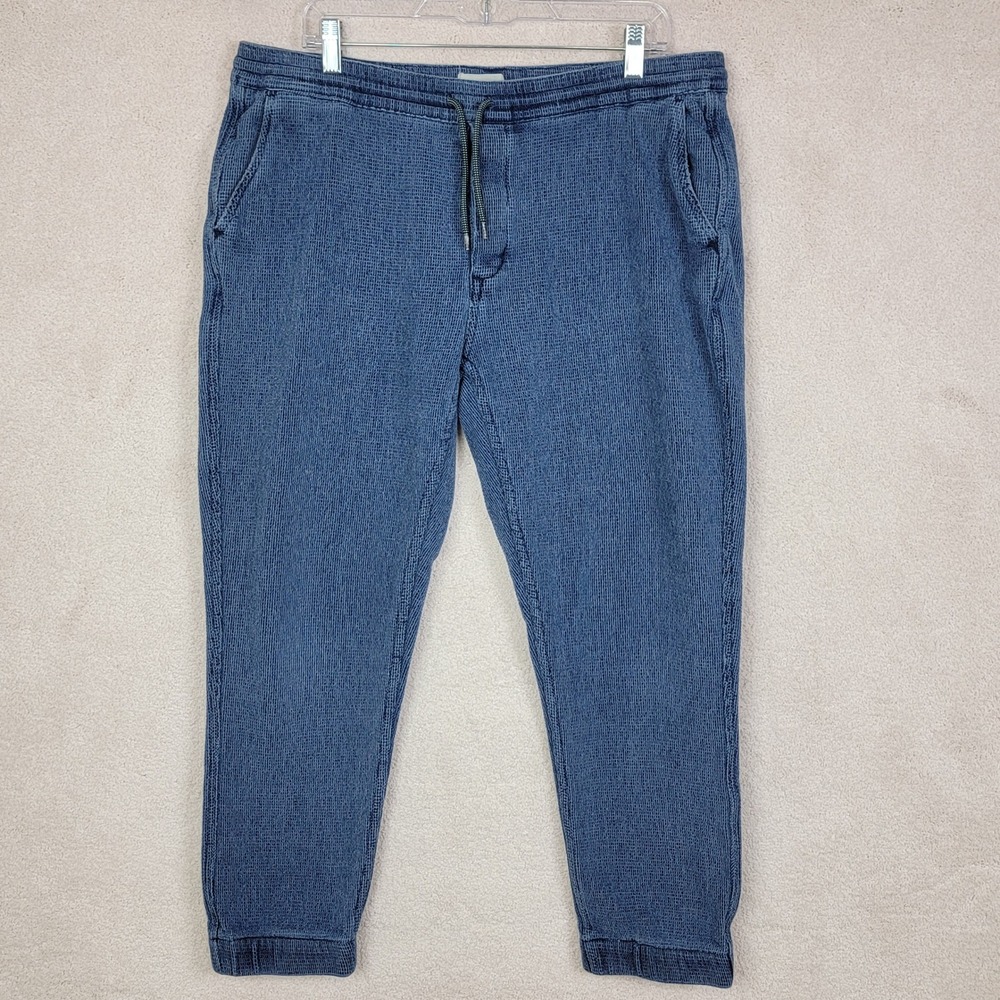 Taylor Stitch Apres Pant Mens XL Indigo Waffle Knit Jogger Drawstring Blue